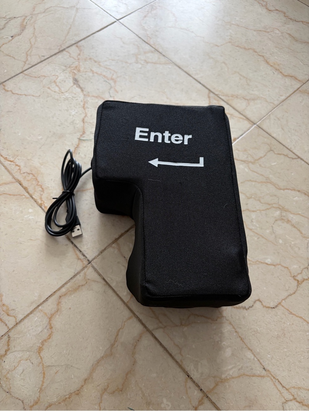 Black USB Enter Key Pillow - Oversized Computer Keyboard Key